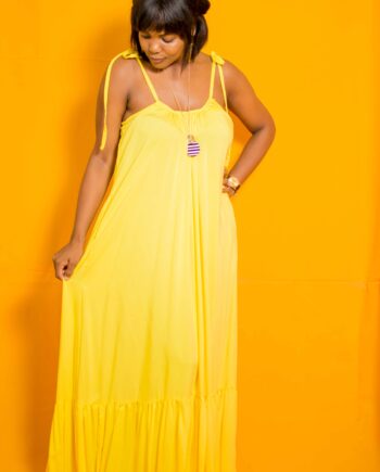 "Sheena" spaghetti strap gathered hem faith flow maxi dress