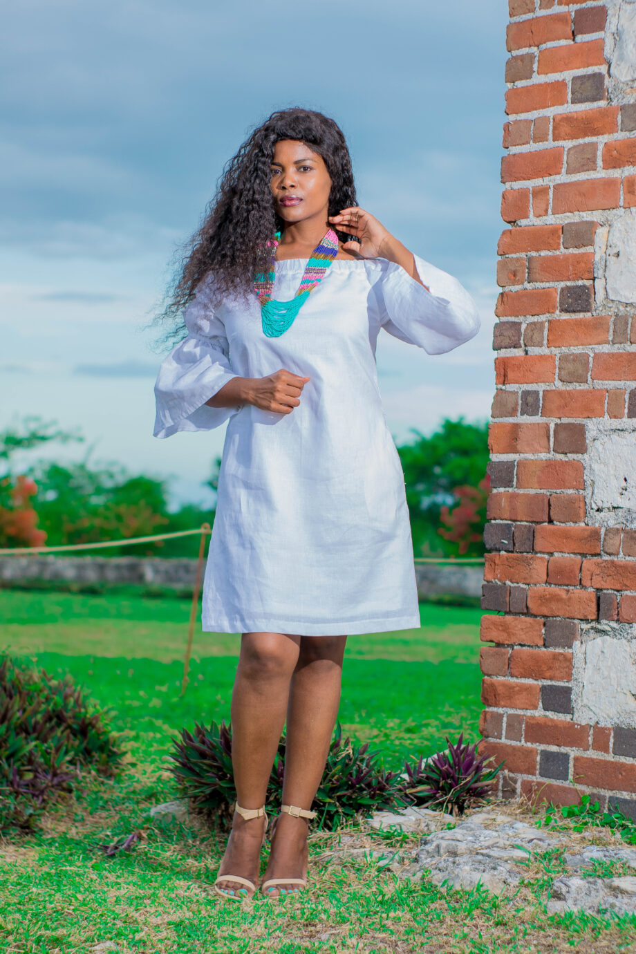 Lee-Ann's Rami Linen 2 pcs. sleeve short dress