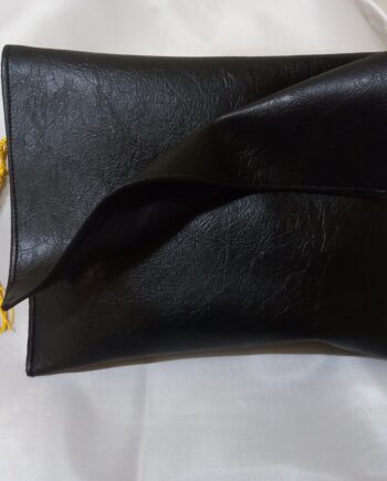 Leatherette clutch purse with linen lining