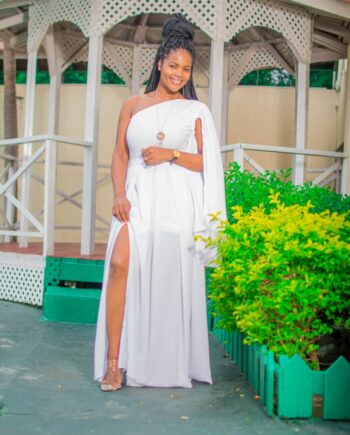 Avryl one shoulder dress with side spits sleeve