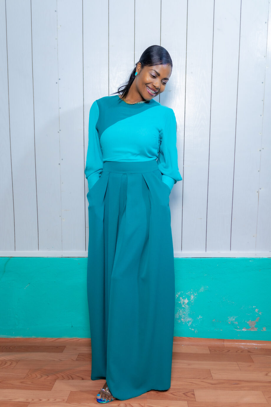 Salem asymmetrical palazzo Jumper