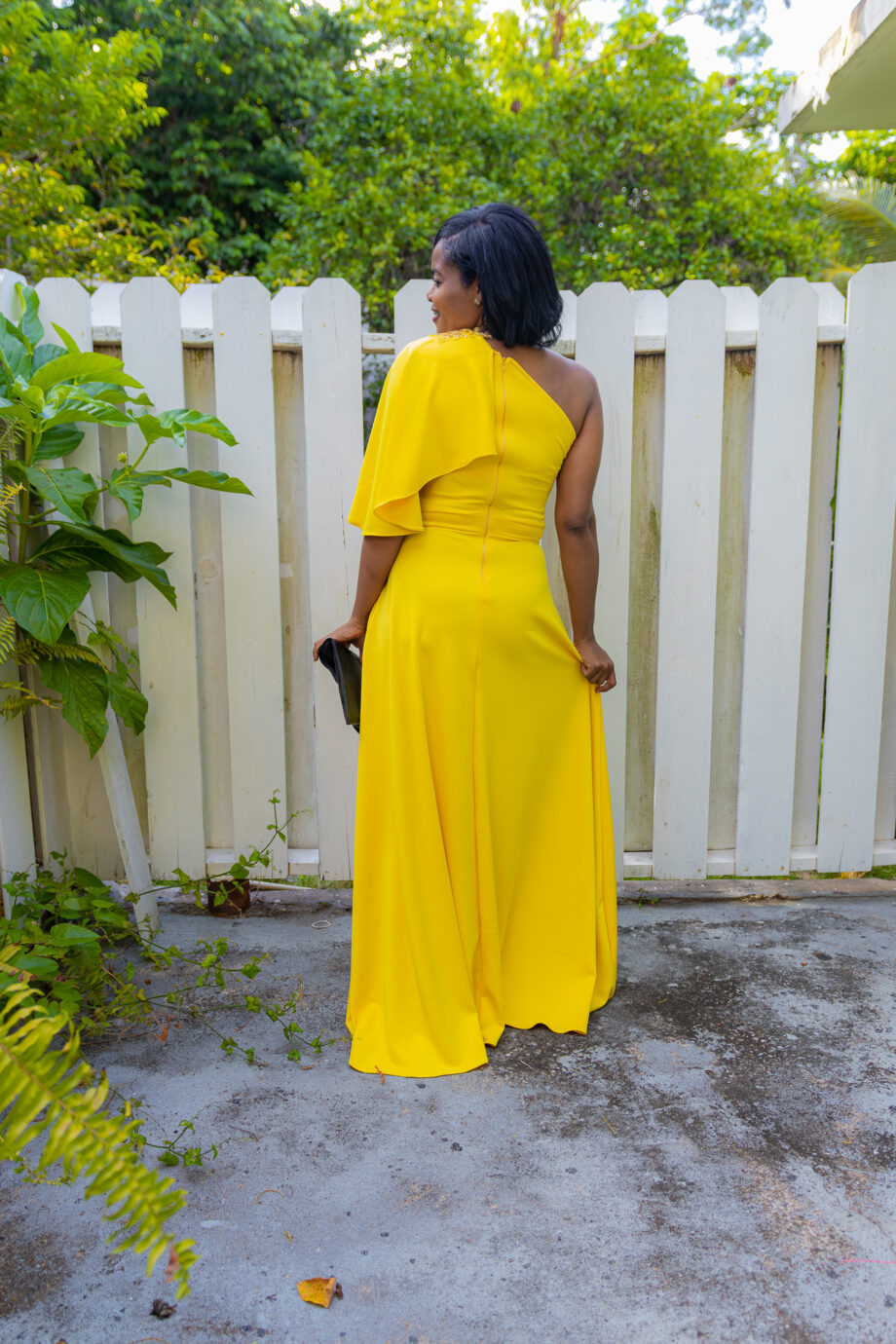 Naiomi one shoulder Aline maxi dress with applique details (without belt)