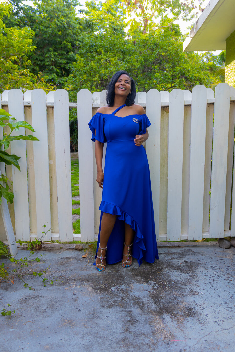 Bromiel Royal blue frilled side dress