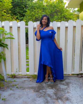 Bromiel Royal blue frilled side dress
