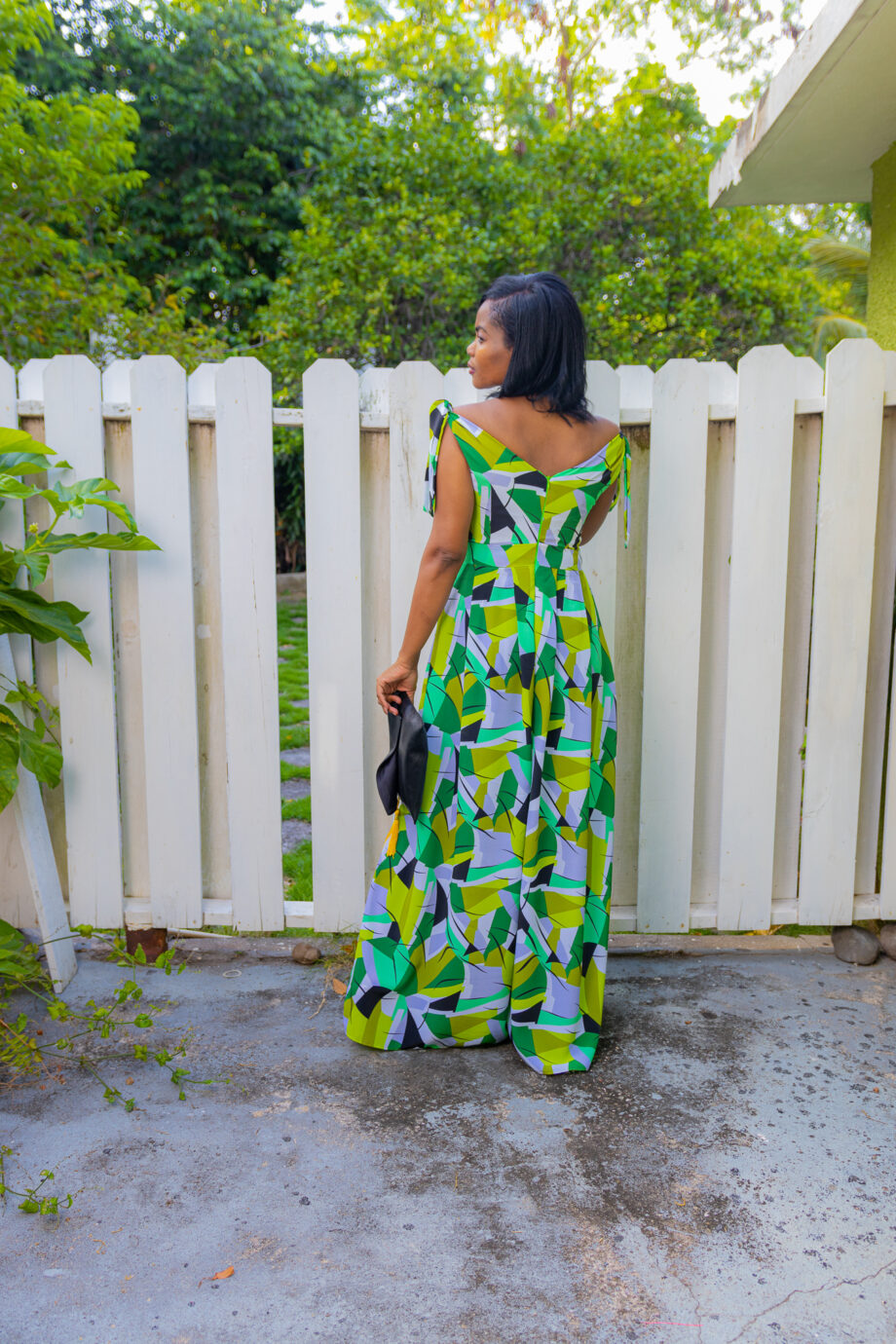 Tropics Vneck/Vback pleated waist jumper