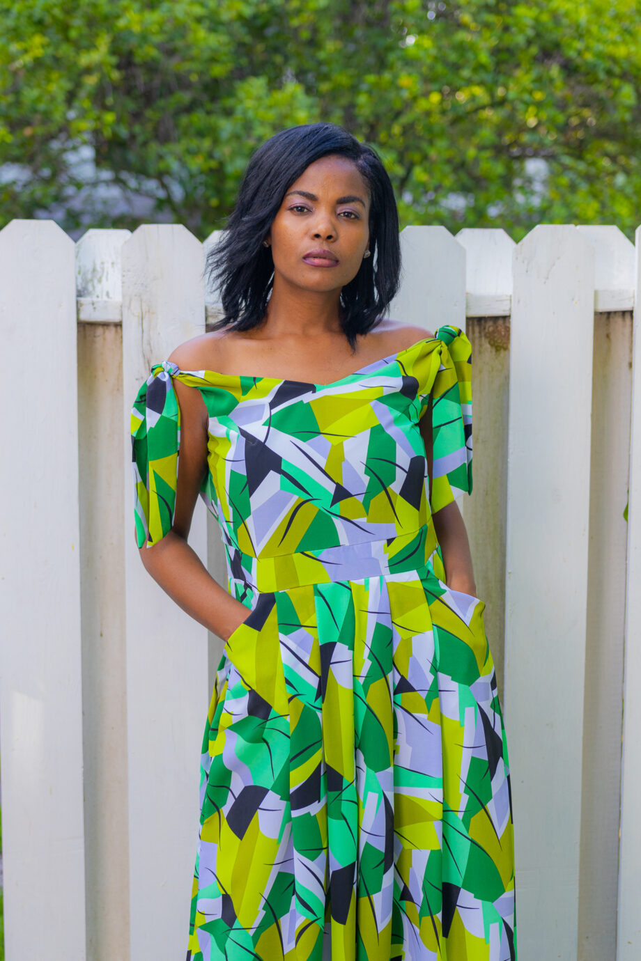 Tropics Vneck/Vback pleated waist jumper