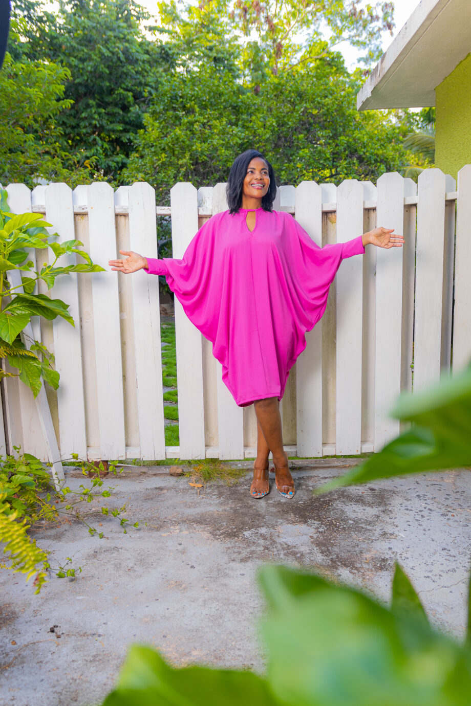 Pinkrosa Bat winged dress