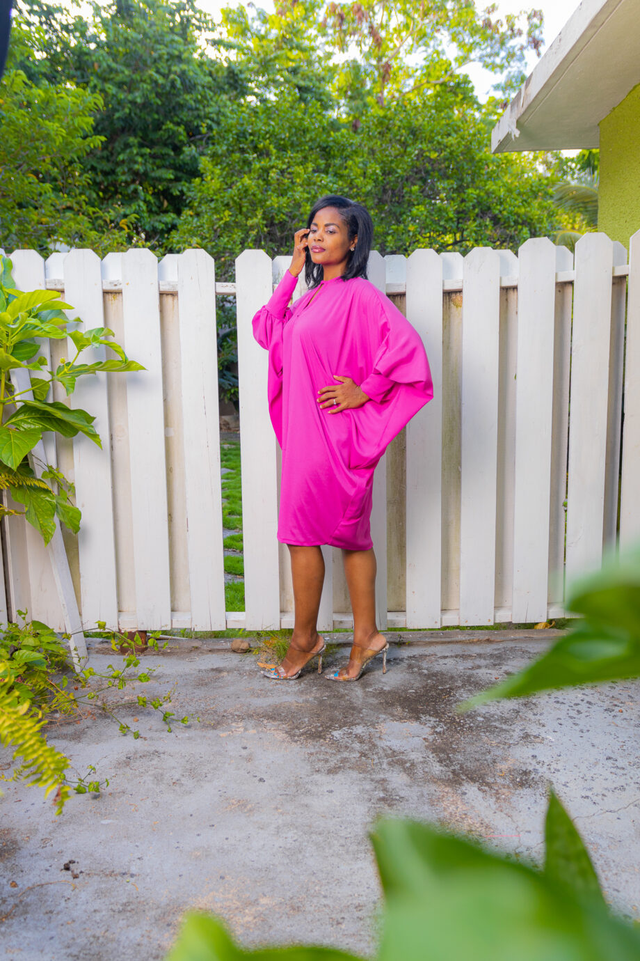 Pinkrosa Bat winged dress