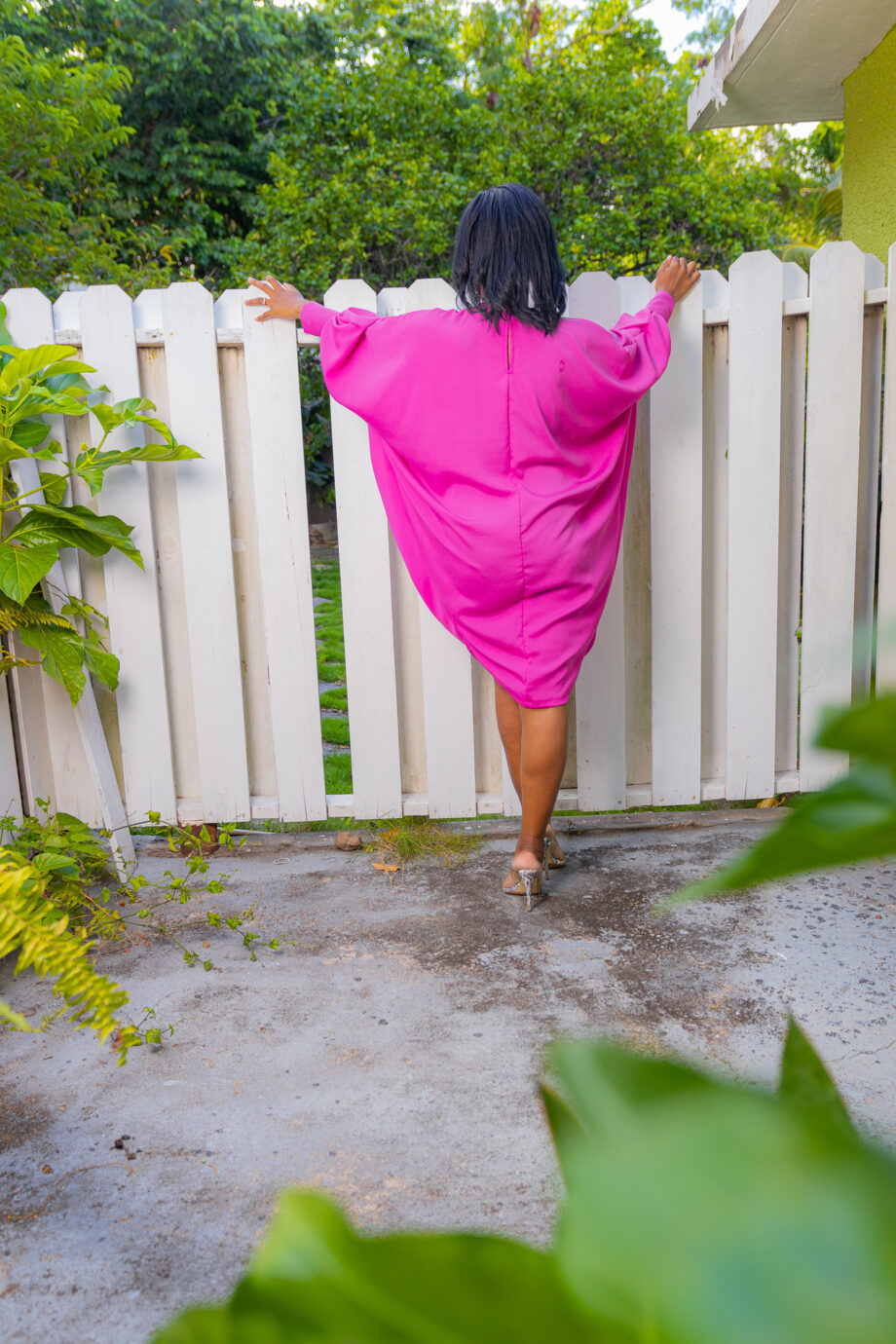 Pinkrosa Bat winged dress