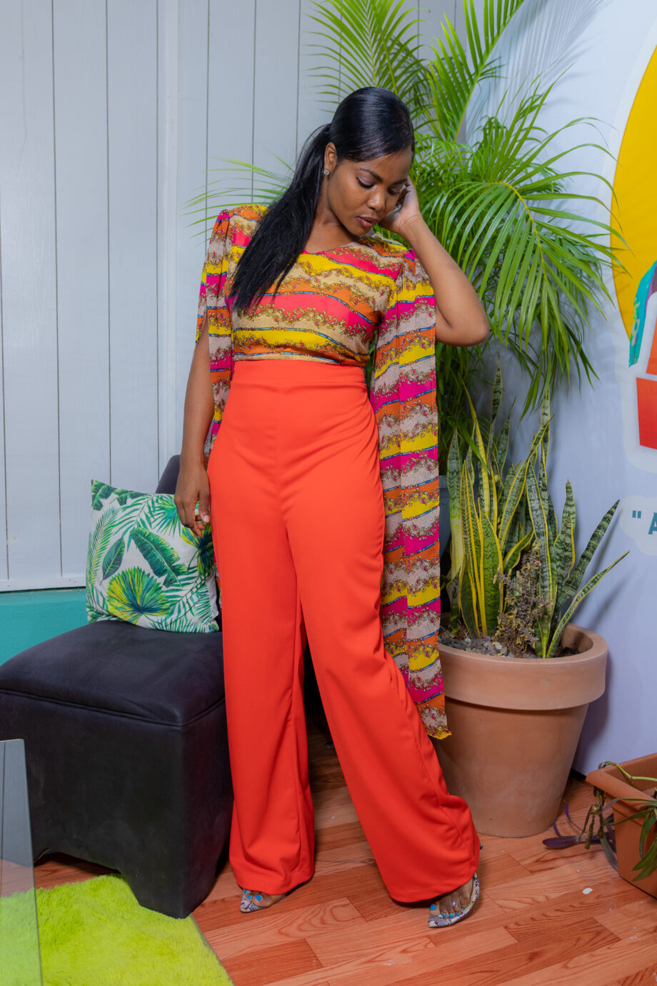 Blends open long sleeve wide legged jumper