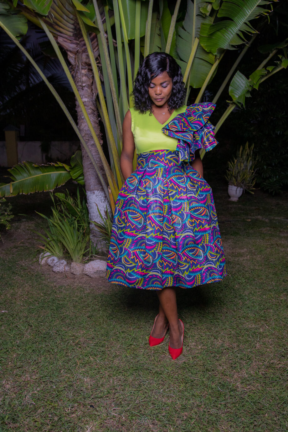 Abigail's flair sleeve african midi dress