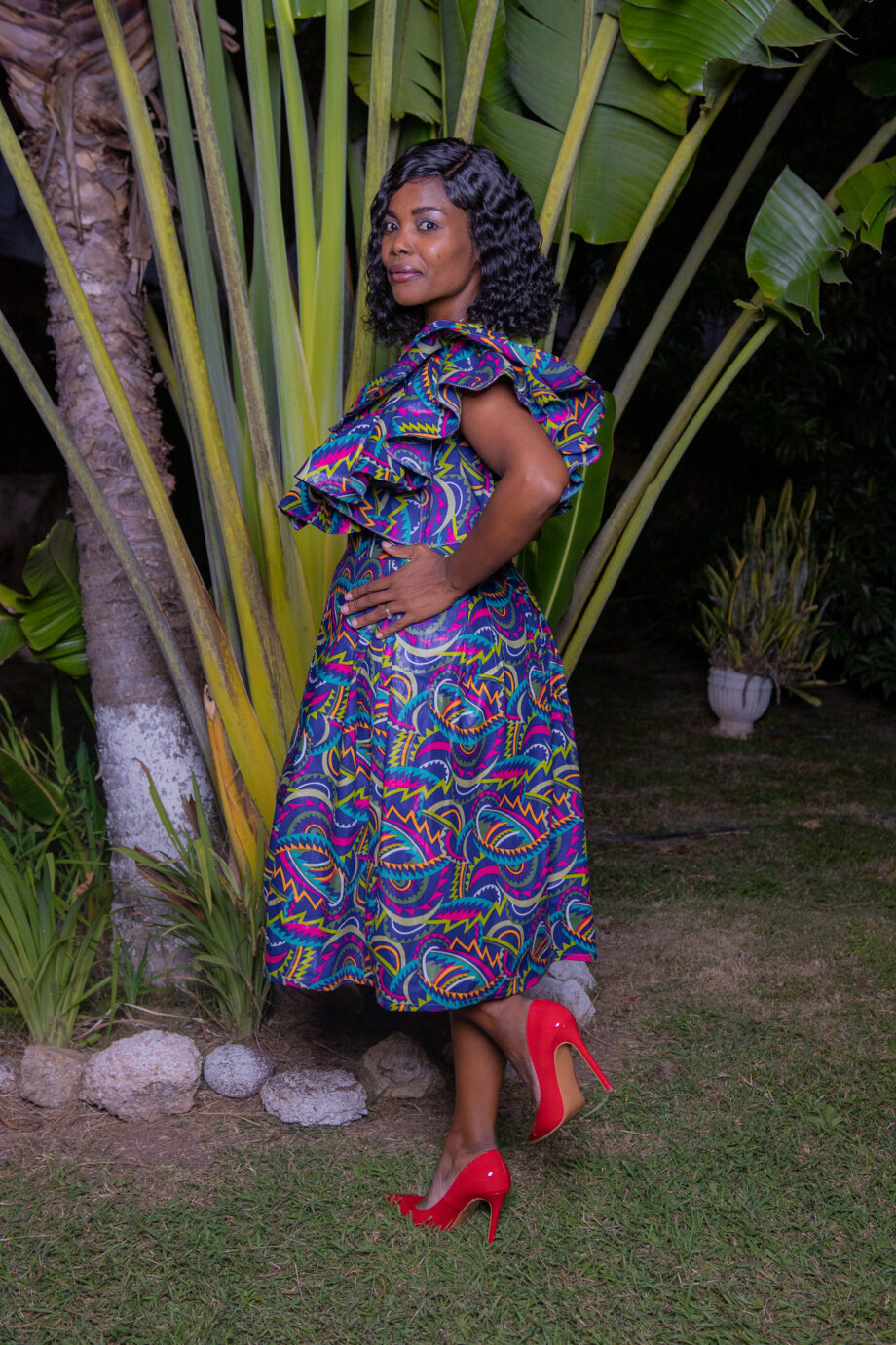 Abigail's flair sleeve african midi dress