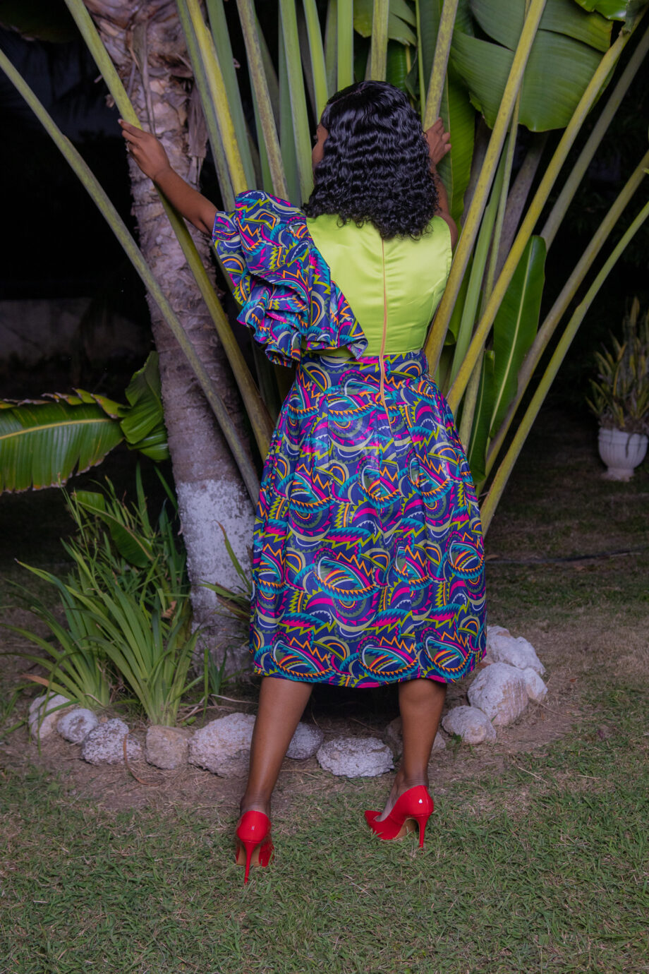 Abigail's flair sleeve african midi dress