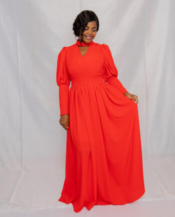 Red pilot sleeve maxi dress