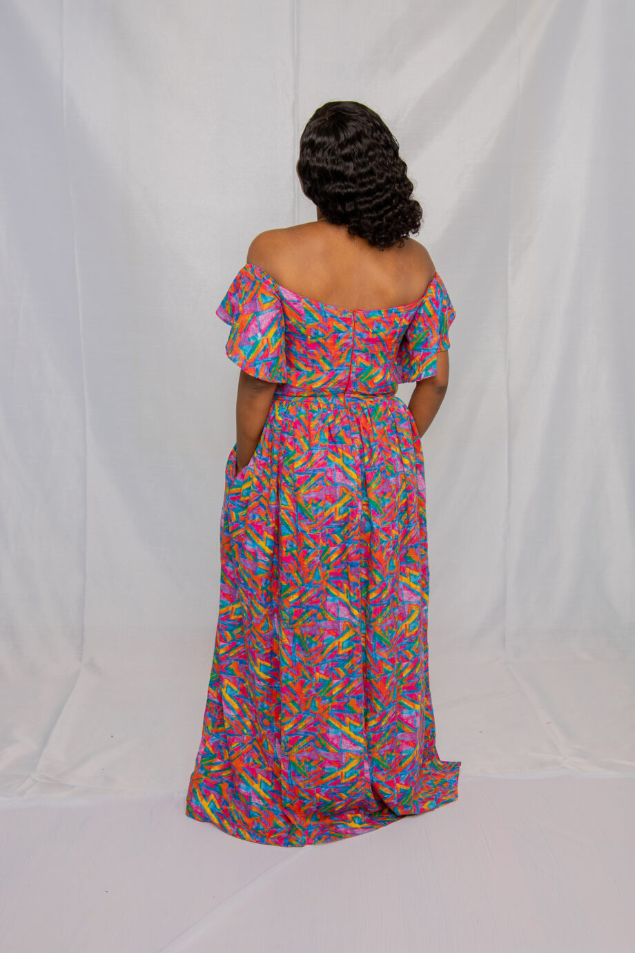 Off shoulder maxi dress with side split