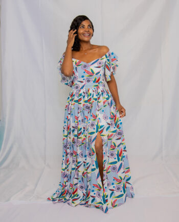 Off shoulder maxi dress with side split