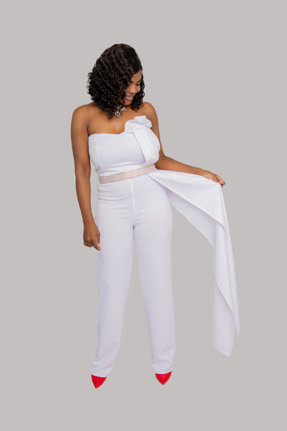 Lee Lee side detailed strapless jumper (without belt)