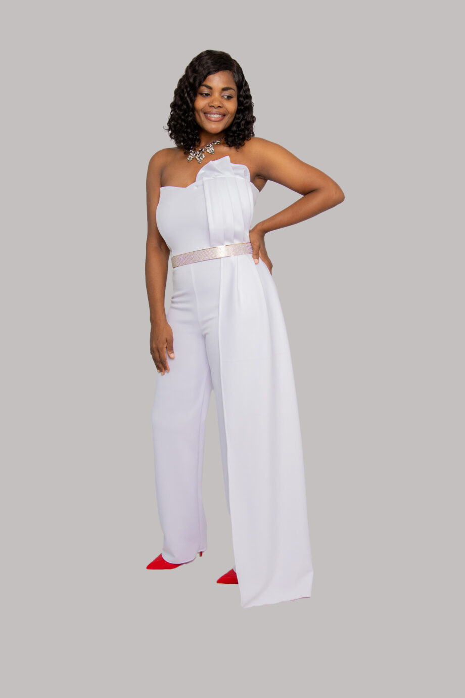 Lee Lee side detailed strapless jumper (without belt)