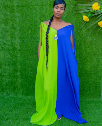 Royal blue & Green faithflow maxi dress