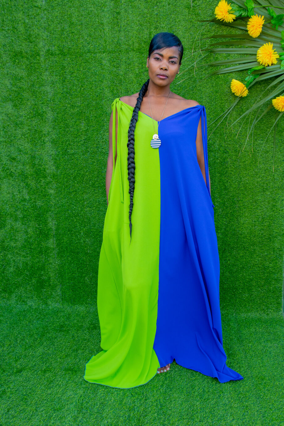 Royal blue & Green faithflow maxi dress