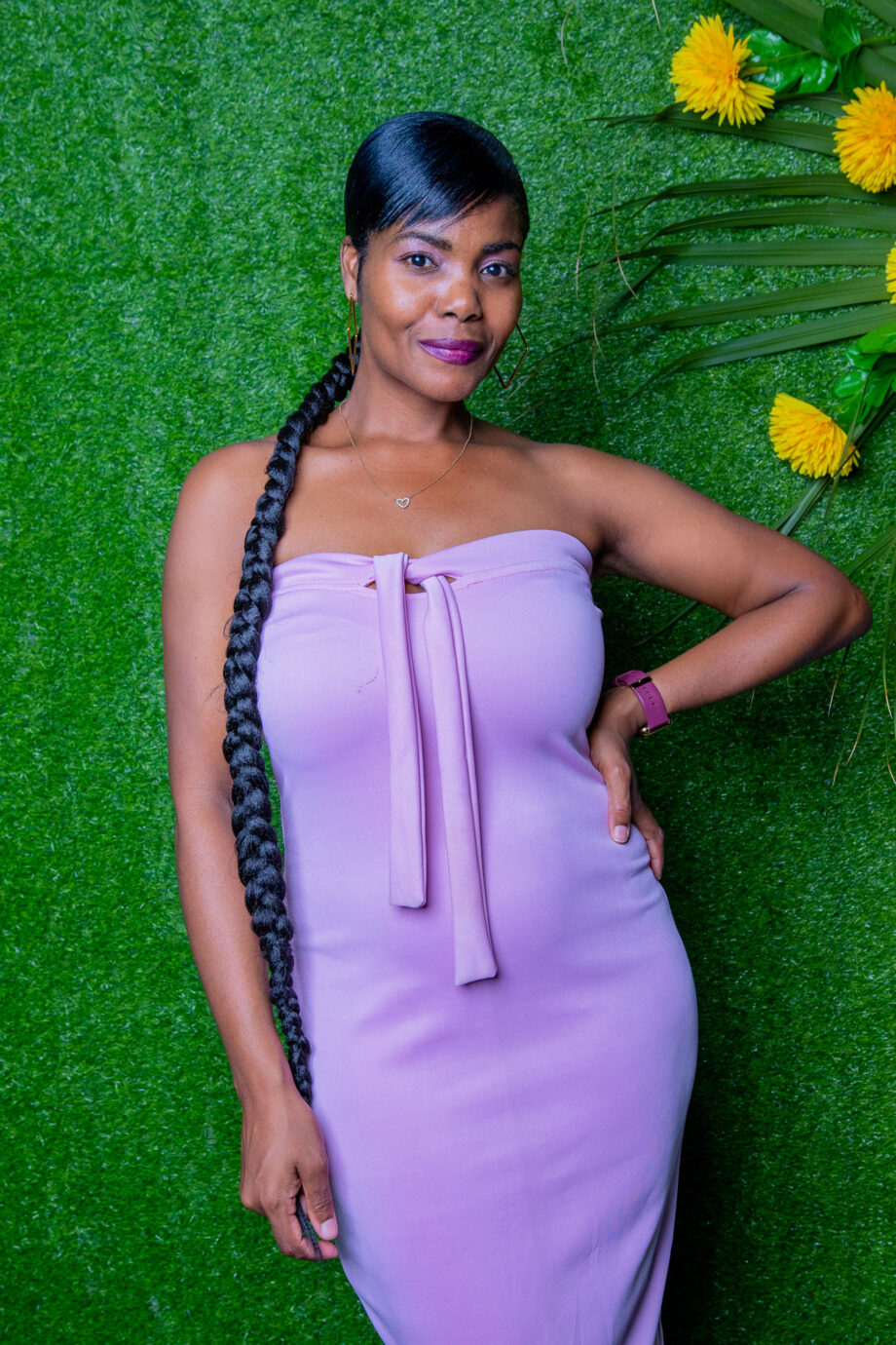 Strapless scuba midi dress