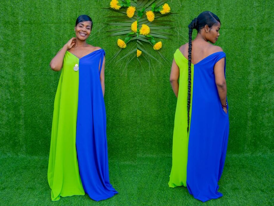 Royal blue & Green faithflow maxi dress