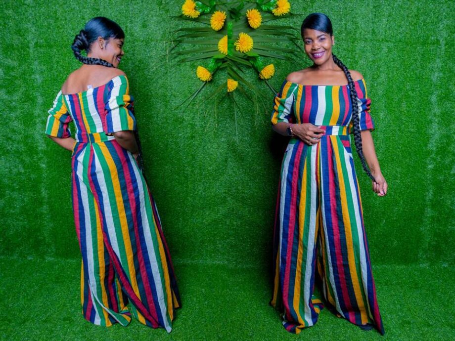 Searstripe off shoulder jumper