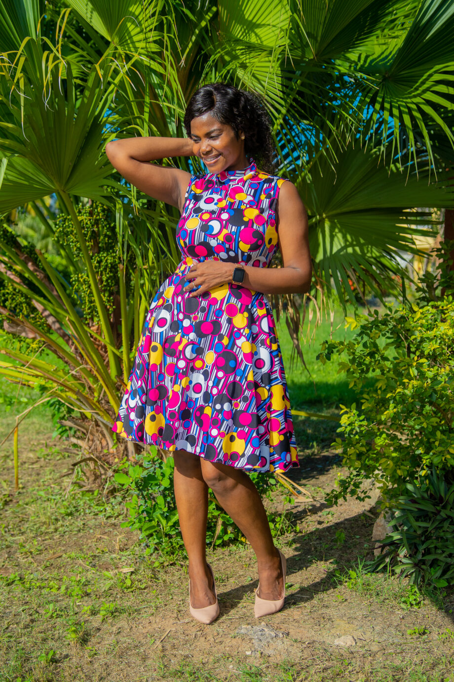 Noadiah sleeveless polka midi dress