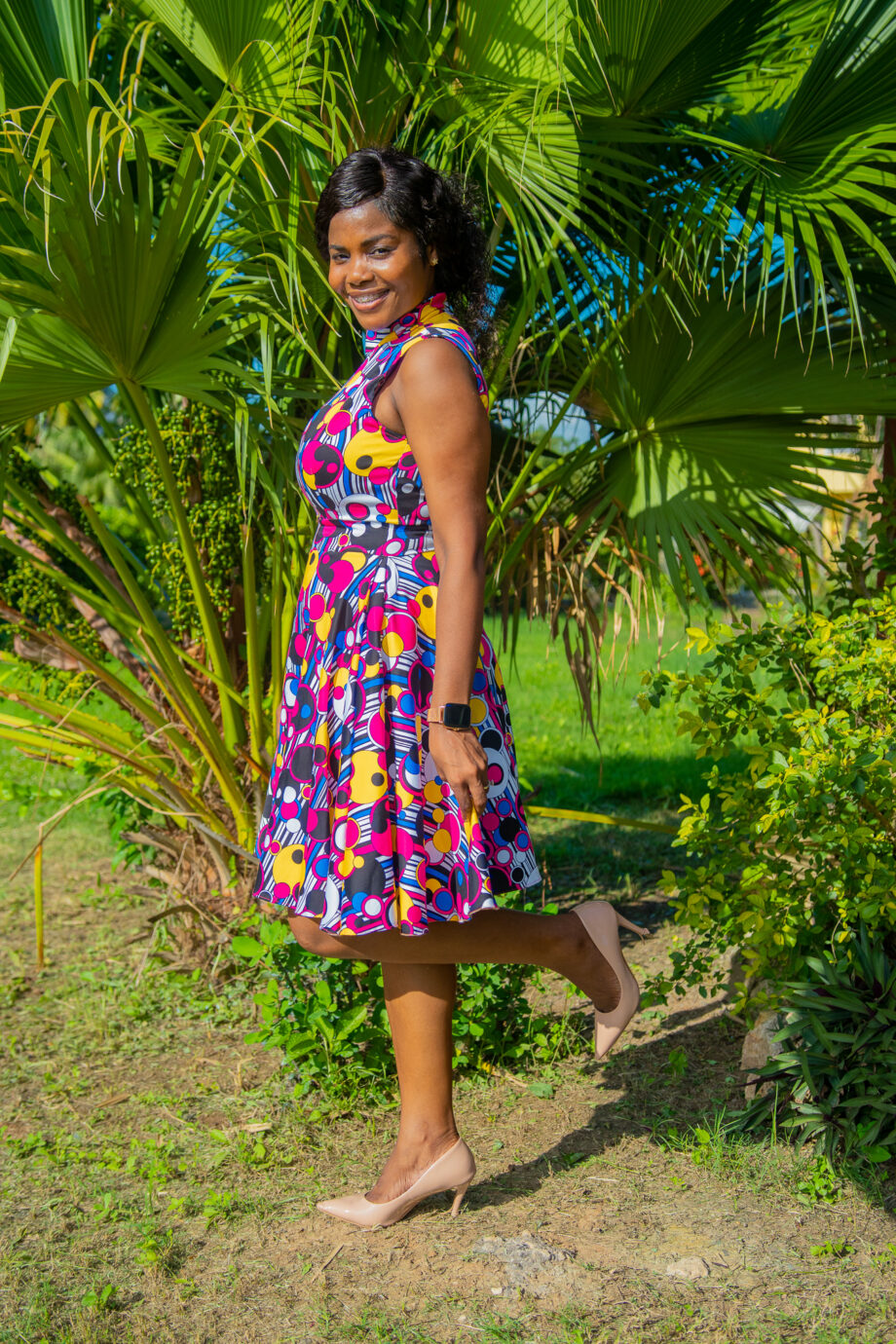 Noadiah sleeveless polka midi dress