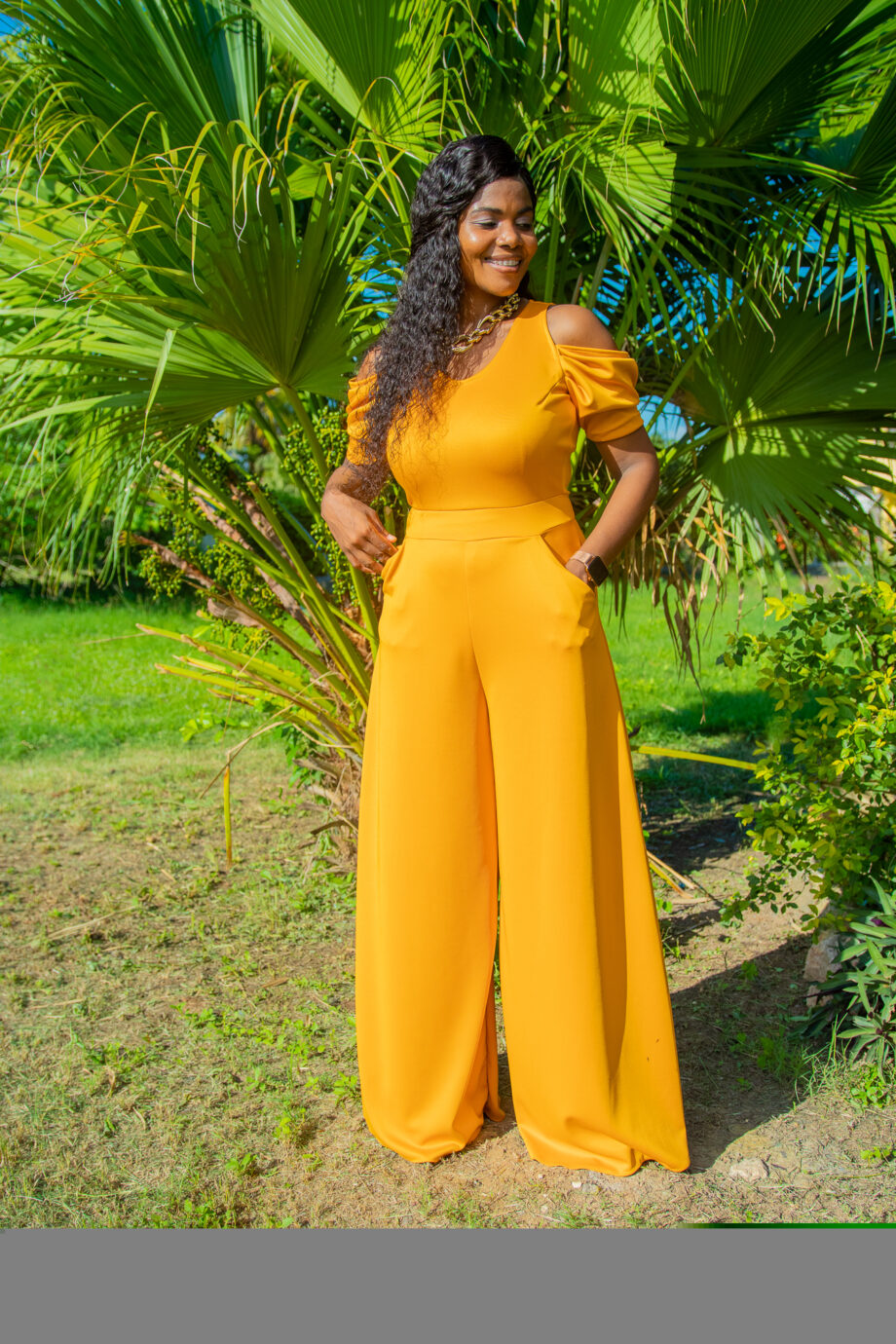 Leah mustard wide legged jumper