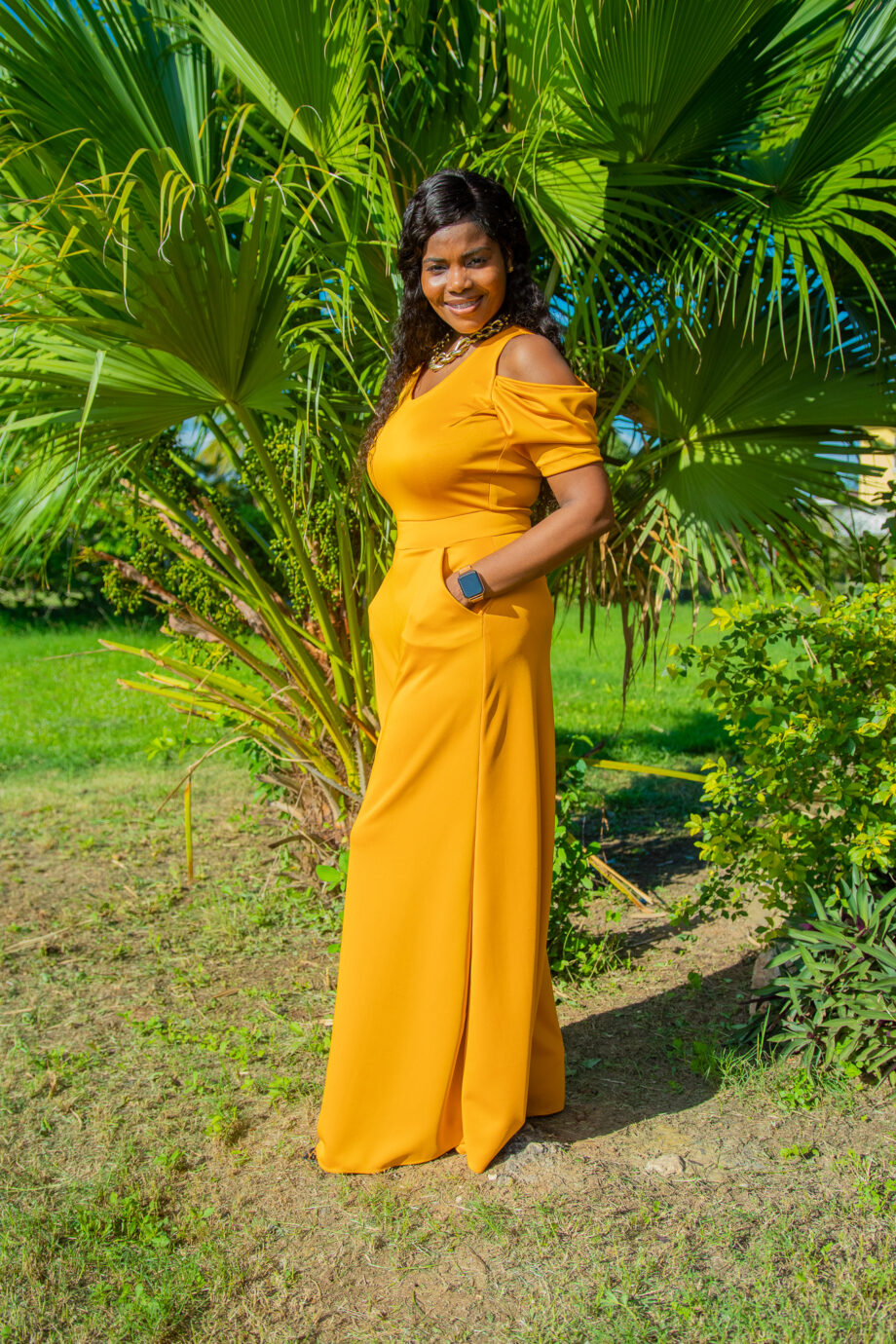 Leah mustard wide legged jumper