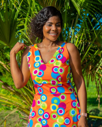 Dotted uniqua A-line dress