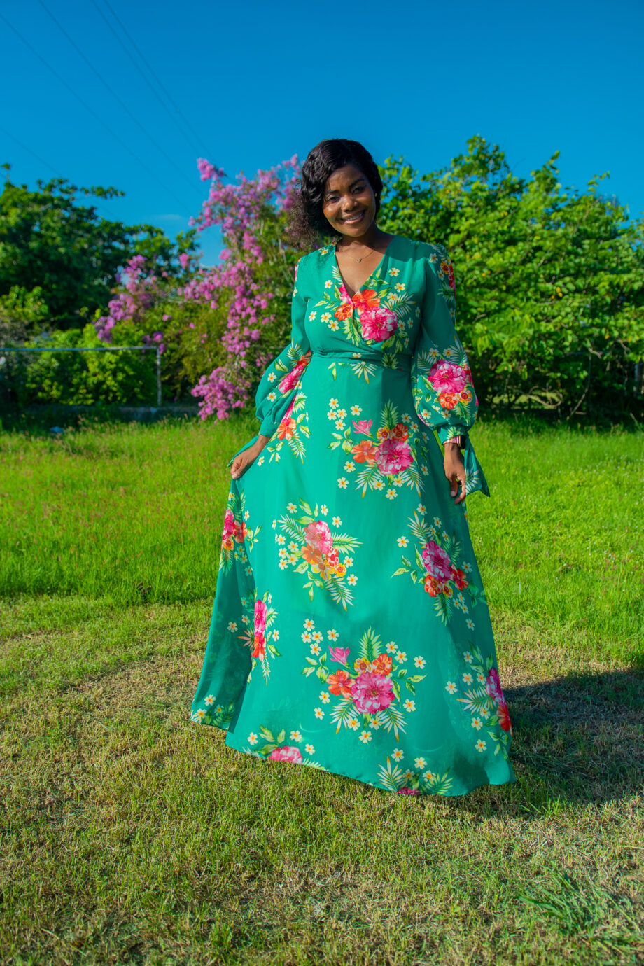 Flora floral green maxi dress