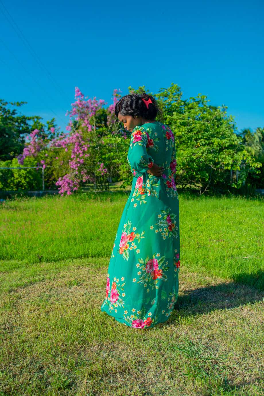 Flora floral green maxi dress