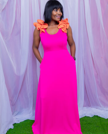 Ora Aline frilled detailed maxi dress