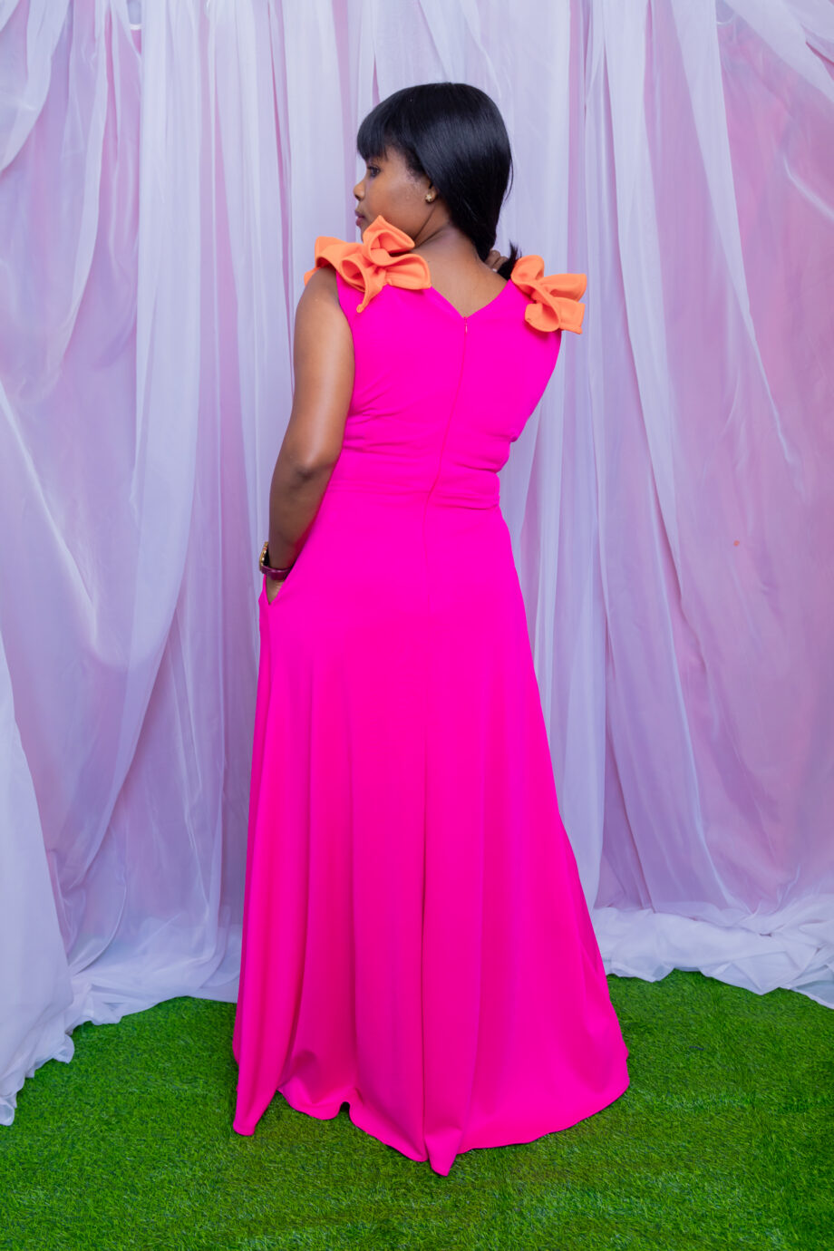 Ora Aline frilled detailed maxi dress