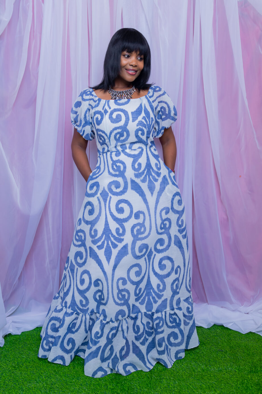 Bella frilled hem Aline maxi dress