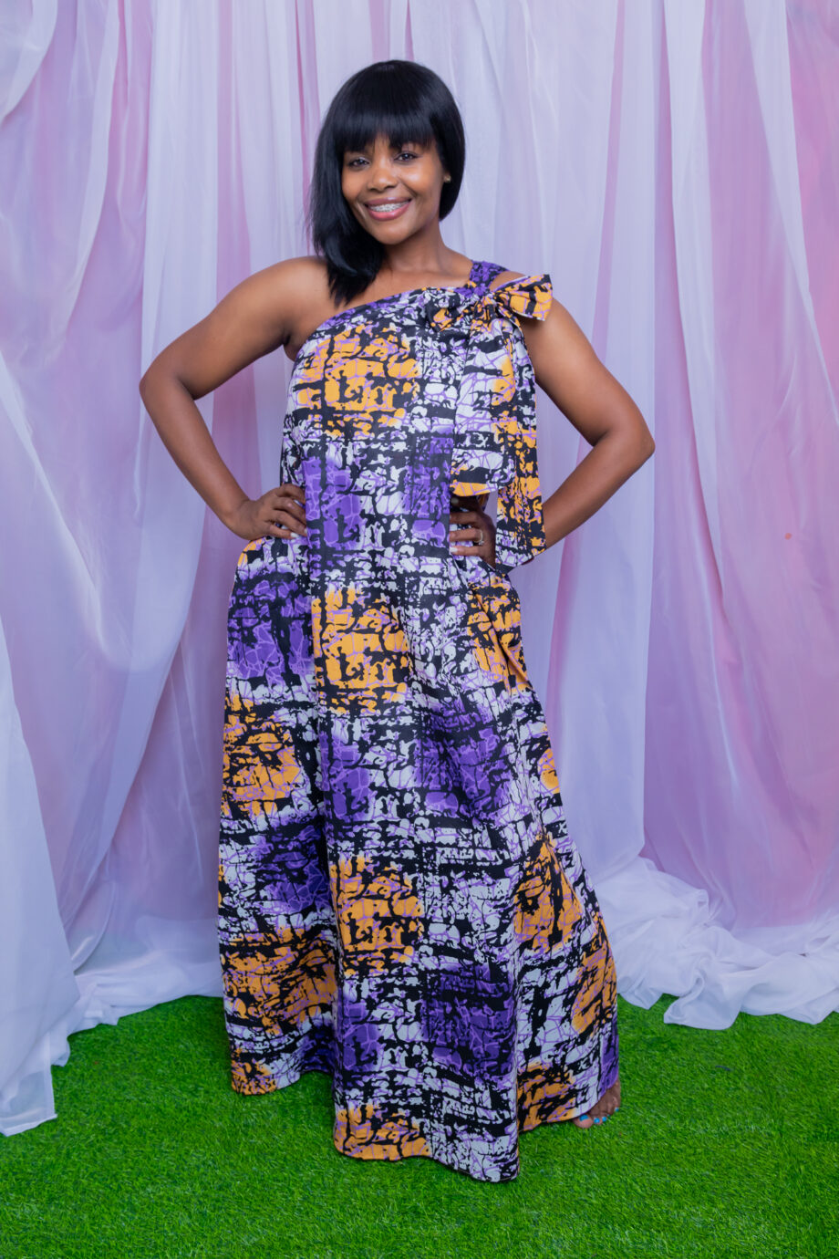 Aster African one shld bow detailed maxi dress