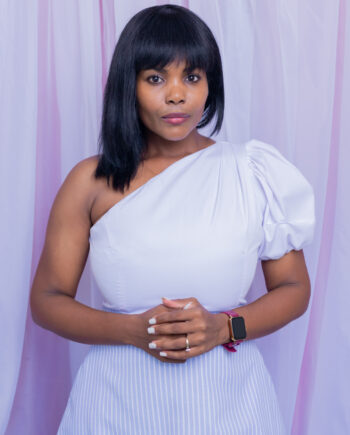 Hemma one shoulder delicate stripe white dress