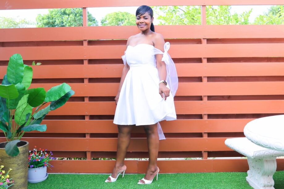 Slicahna strapless tie sleeve shoes dress